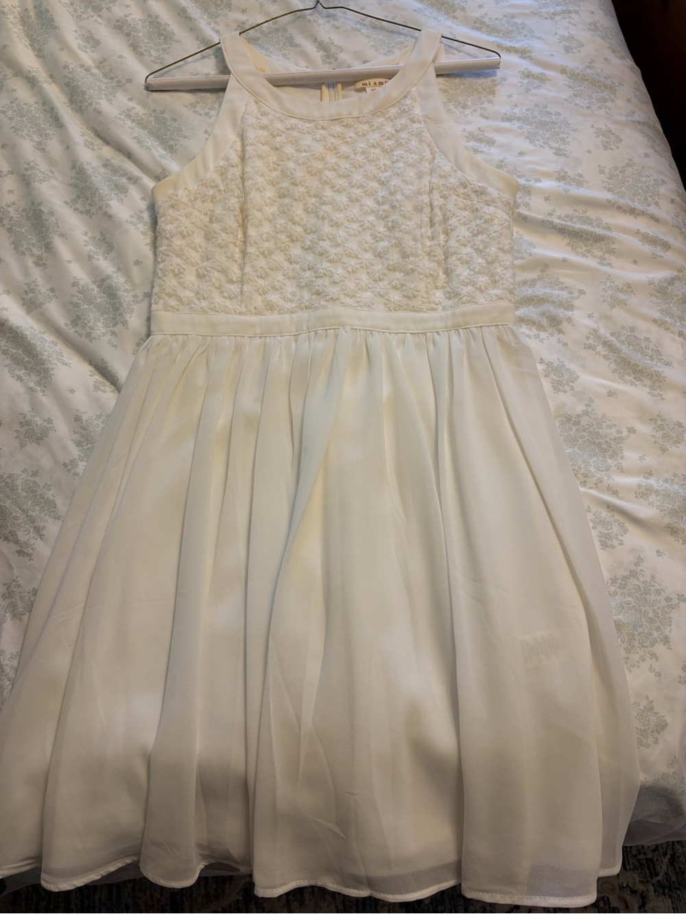 Girls' Ivory Textured Bodice Party Dress